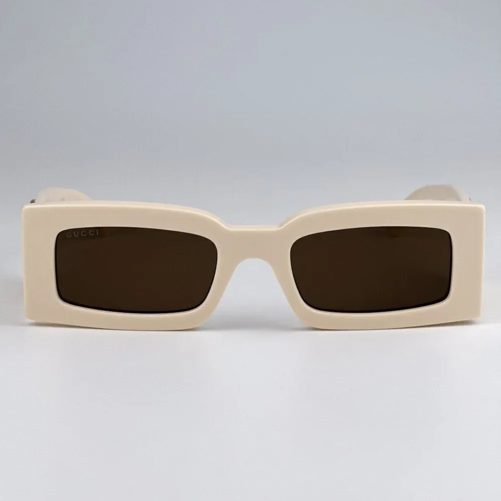 NEW Gucci GG1425S 004 Ivory Brown Rectangle Unisex Sunglasses GG 1425S